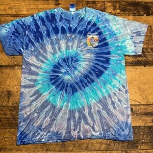 Gildan Mens Tie Dye Blues Festival T Shirt‎ Large Blue Cotton Short Sleeve